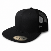 613TF 6 Panel Structured Trucker Snapback Cap Black