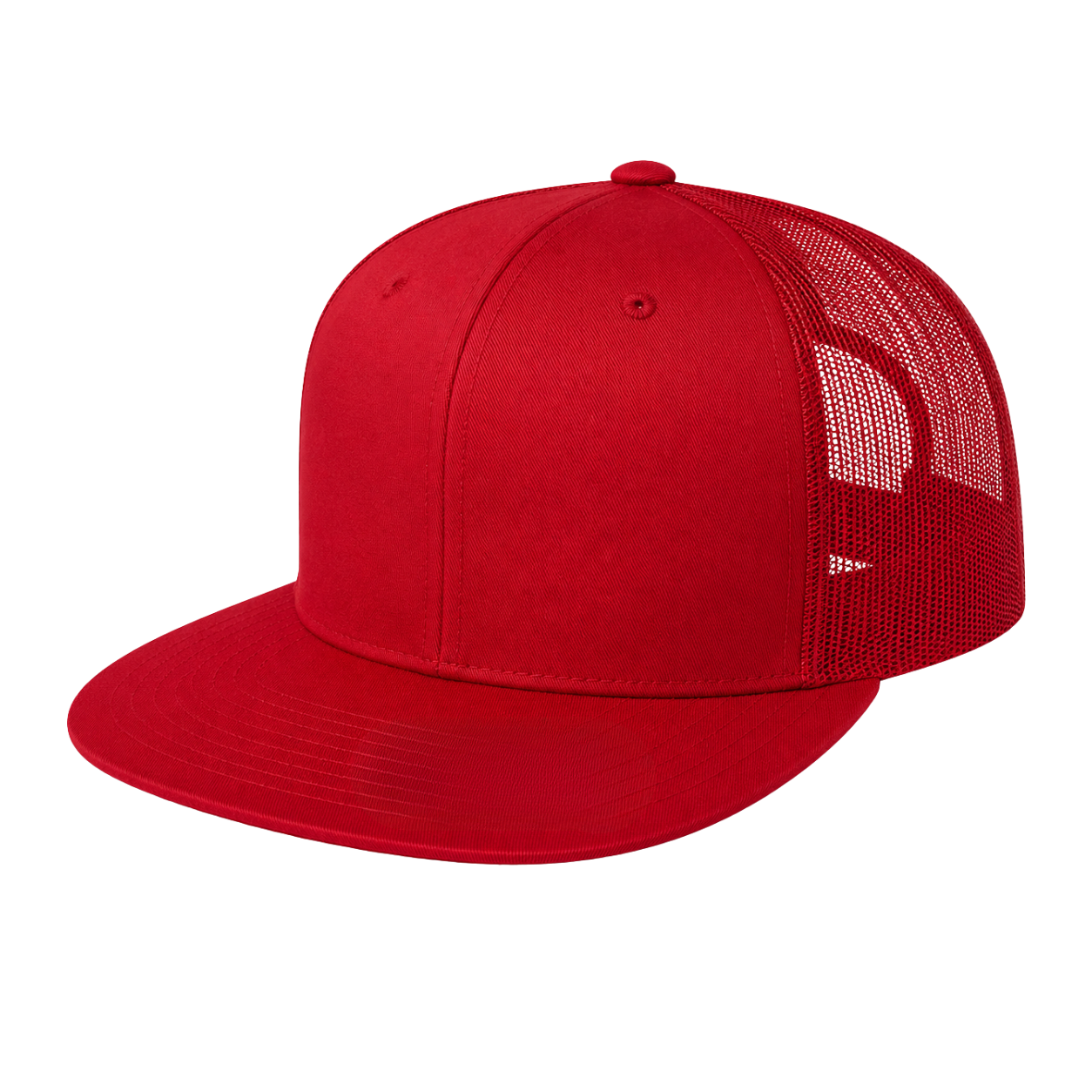 613TF 6 Panel Structured Trucker Snapback Cap Red