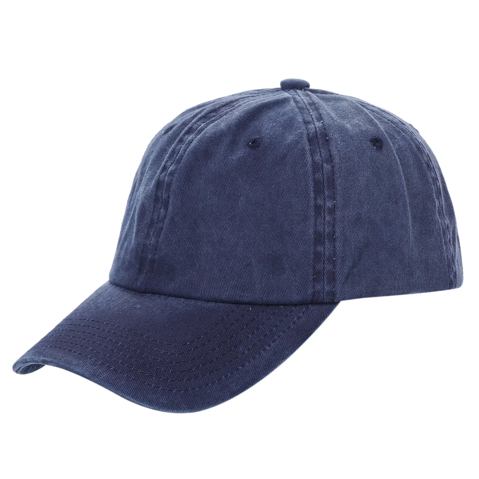 6 Panel Pigment Dyed Cotton Dad Hat Adjustable Buckle Blank Cap #621 - Blue wholesale blank hat