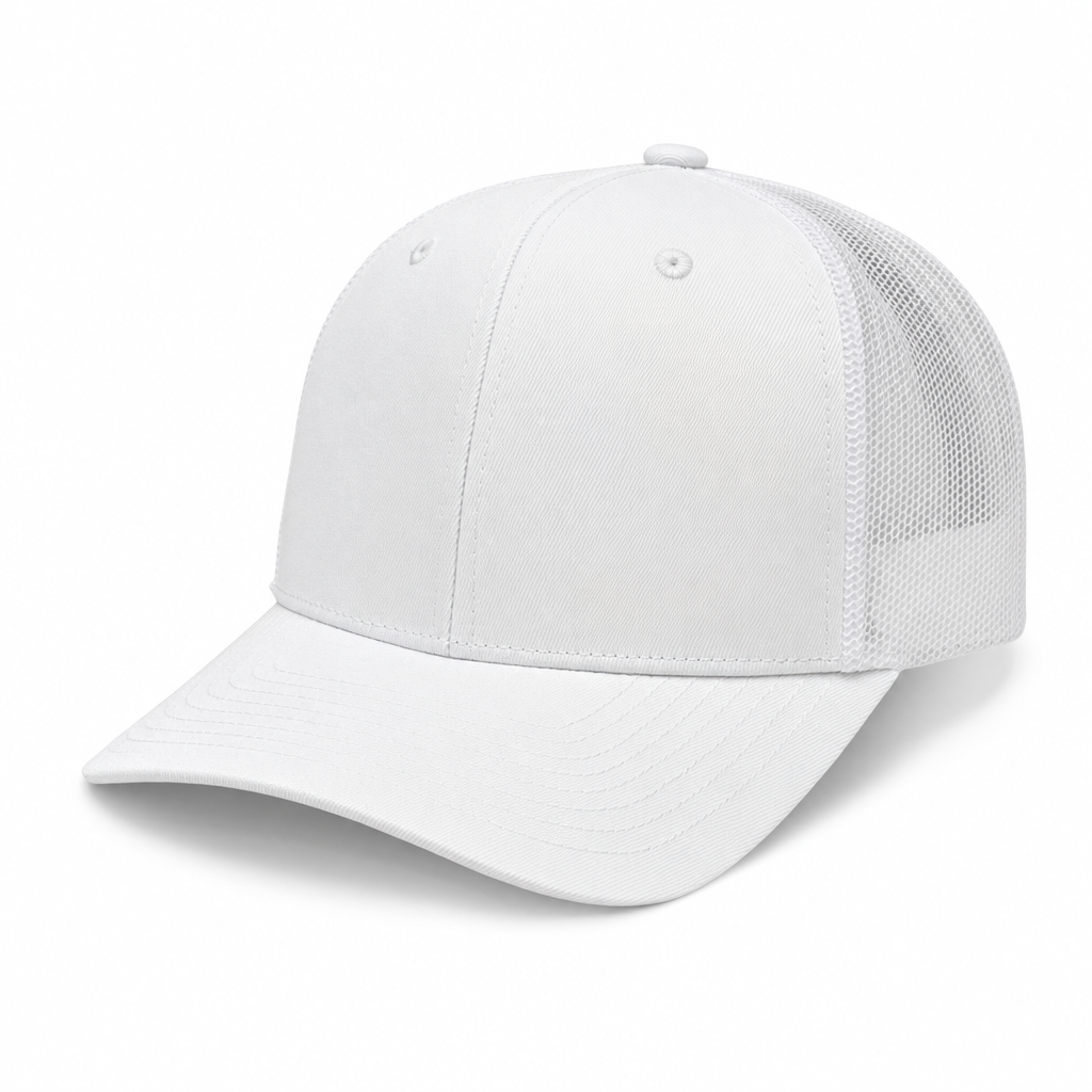 6 Panel Curved Bill Mesh back  Trucker Hats #6PCM in WHITE - Style 6PCM | Pro Cap