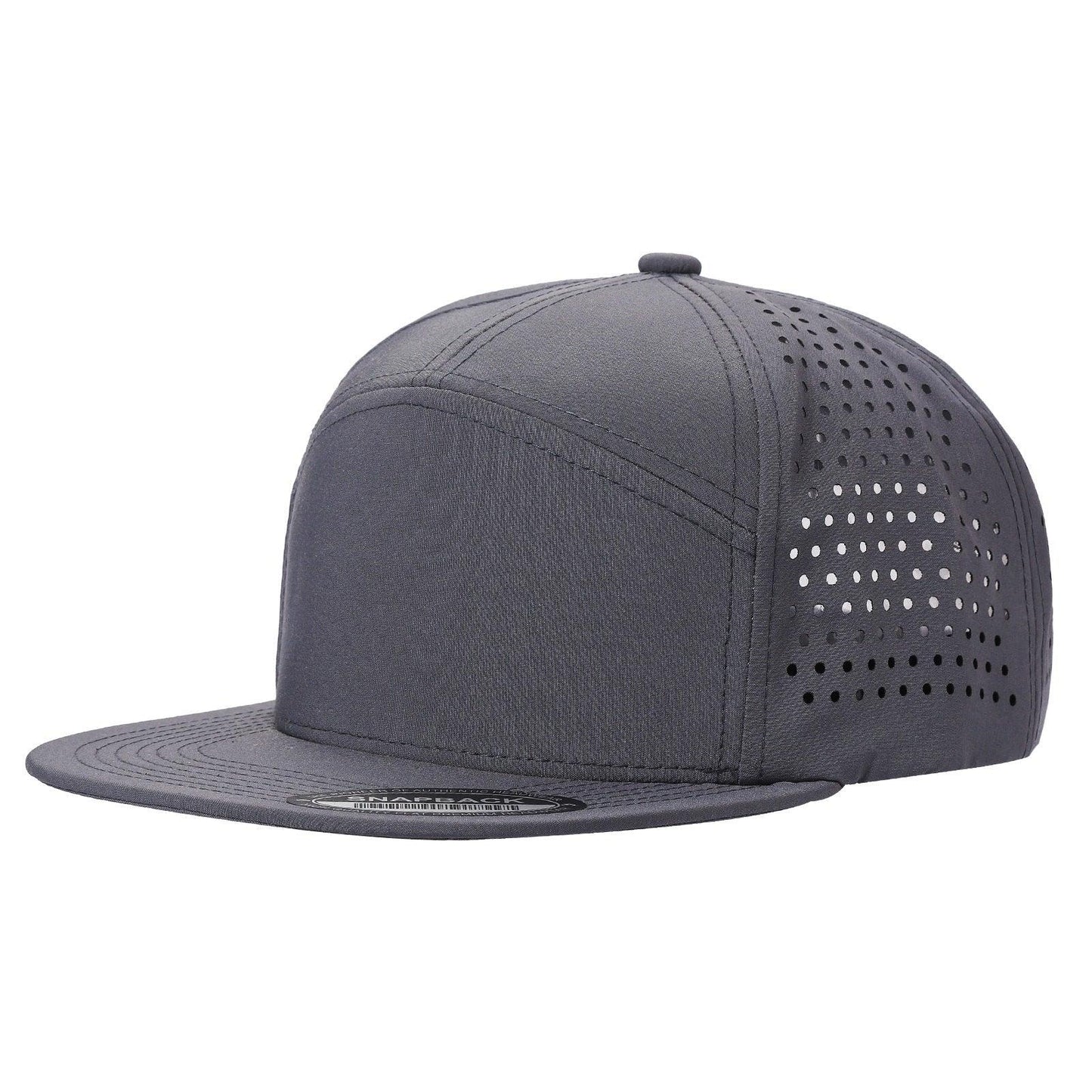 710FL 7 Panel Laser Perforated Snapback Cap Charcoal