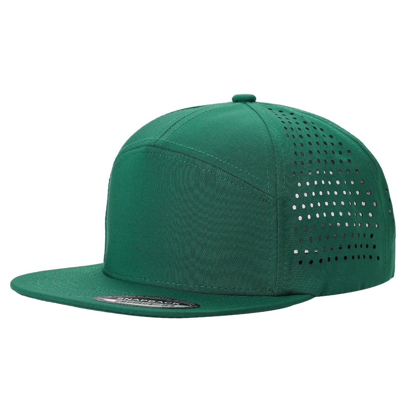 710FL 7 Panel Laser Perforated Snapback Cap Kelly Green