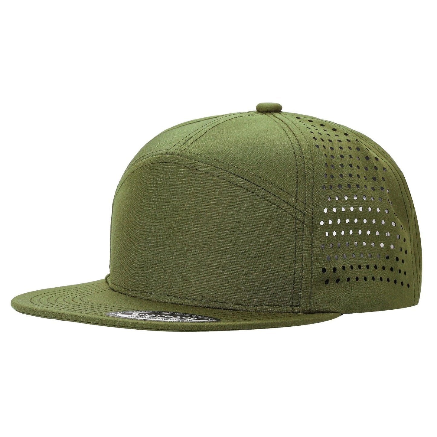 7 Panel Laser Perforated Flat Bill Snapback Cap #710FL