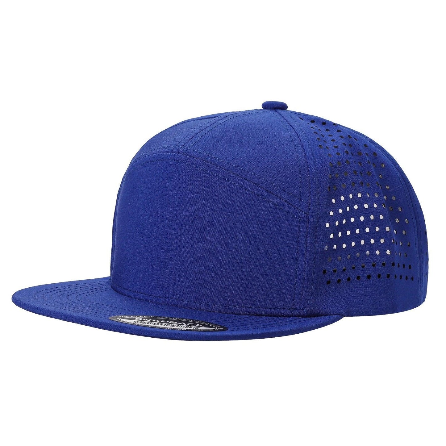 710FL 7 Panel Laser Perforated Snapback Cap Royal
