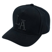 E500LA Embroidered LA 5 Panel Snapback Cap Black Black