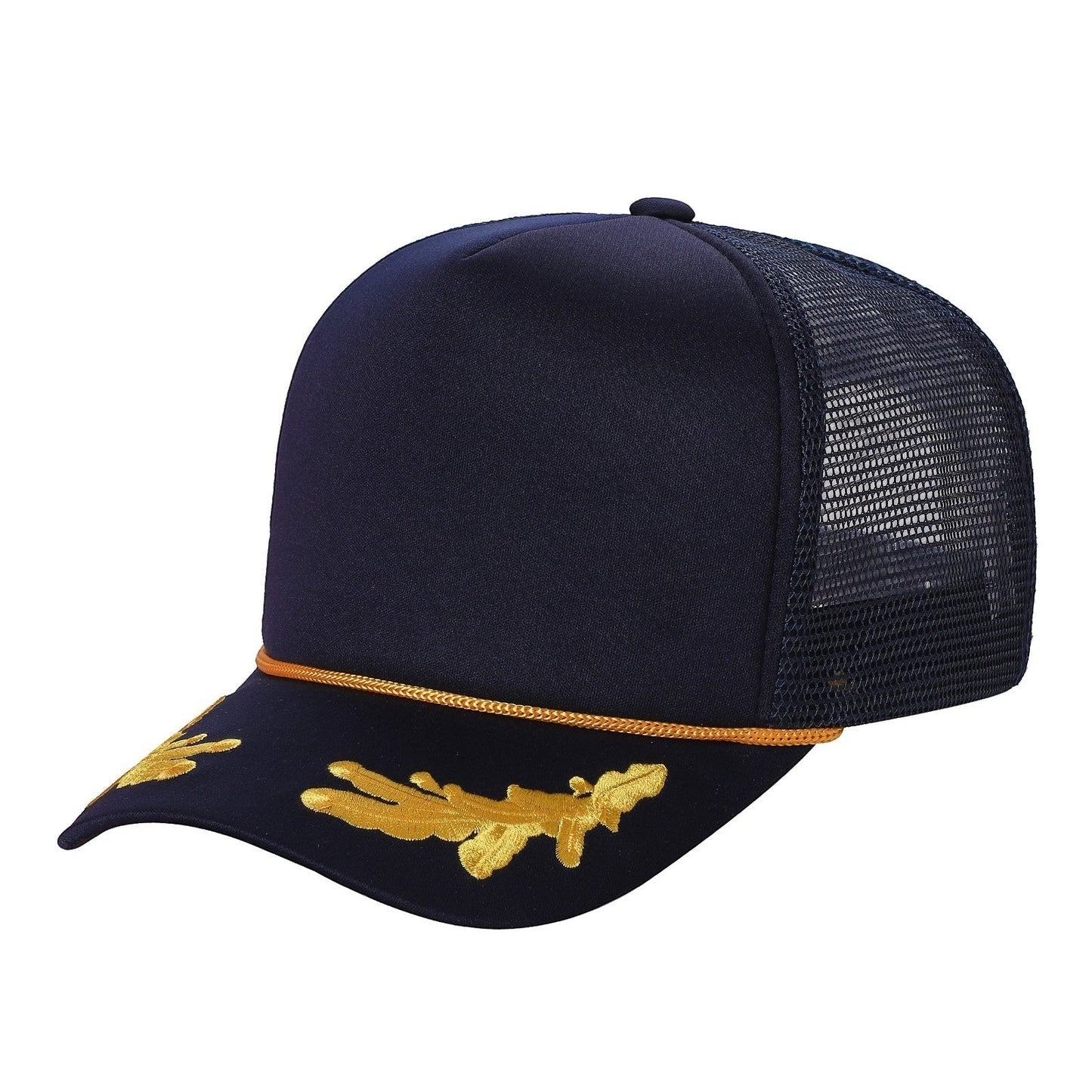 Embroidered Captain on 5 Panel Sponge Foam Trucker Mesh Cap #E599