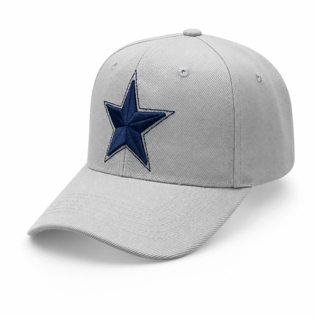 6 Panel Velcro Embroidered Cap E6001 Star in GREY-NAVY - Style E6001 | Pro Cap