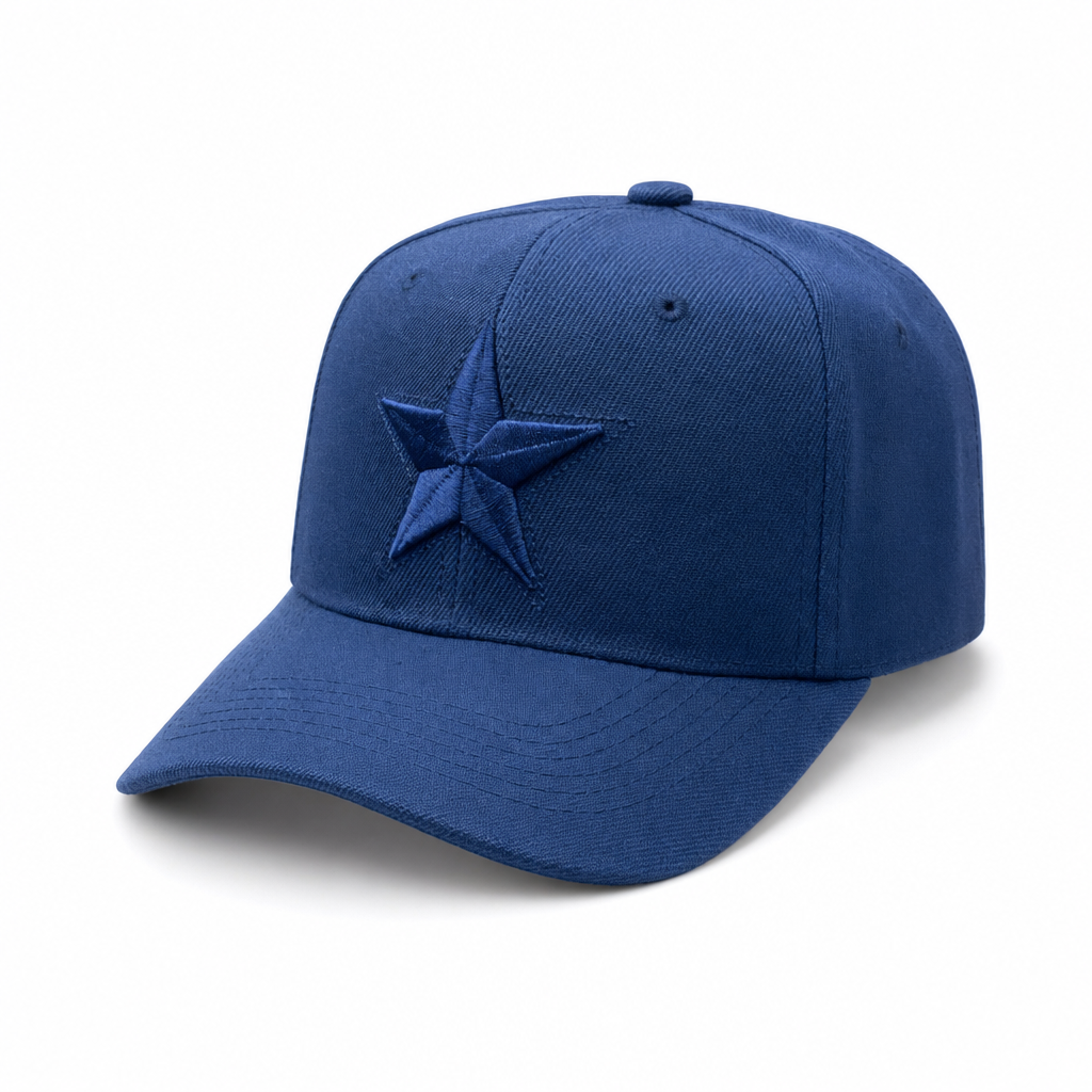 6 Panel Velcro Embroidered Cap E6001 Star in NAVY-NAVY - Style E6001 | Pro Cap