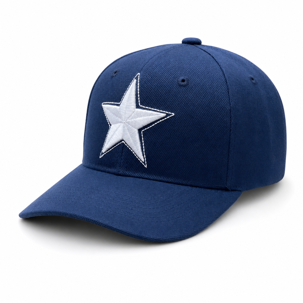 6 Panel Velcro Embroidered Cap E6001 Star in NAVY-WHITE - Style E6001 | Pro Cap