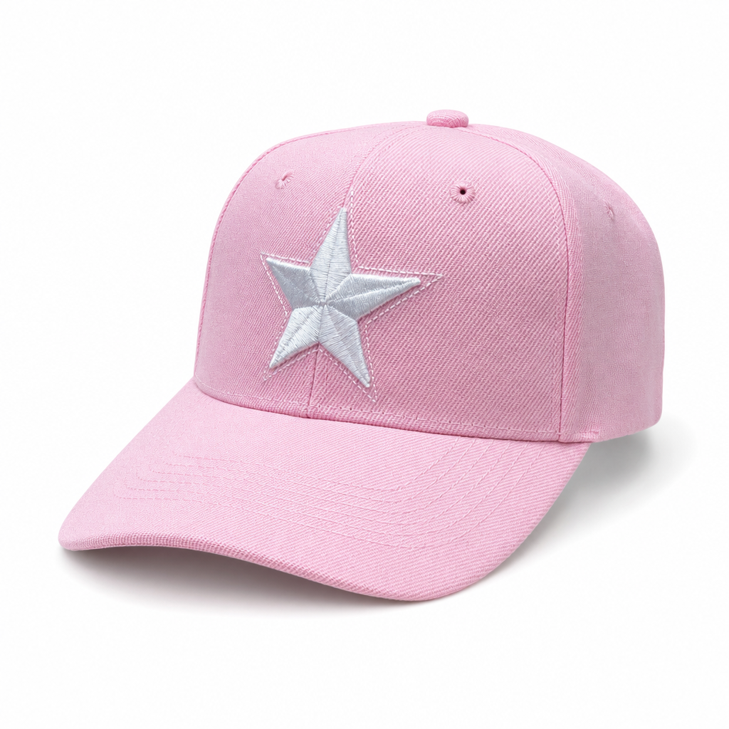 6 Panel Velcro Embroidered Cap E6001 Star in PING-WHITE - Style E6001 | Pro Cap