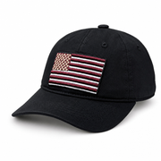 6 Panel Embroidered Velcro Cap For Junior #E6006JR US FLAG in BLACK - Style E6006JR | Pro Cap