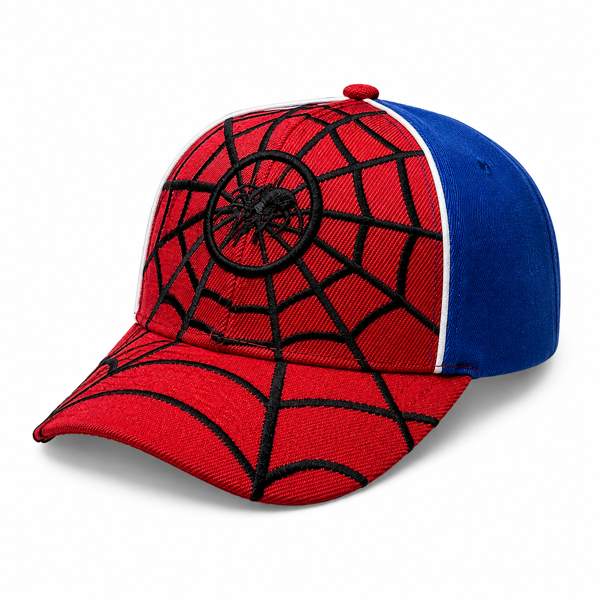 6 Panel Embroidered Velcro Cap For Junior #E6008JR Spider in RED-ROYAL - Style E6008JR | Pro Cap