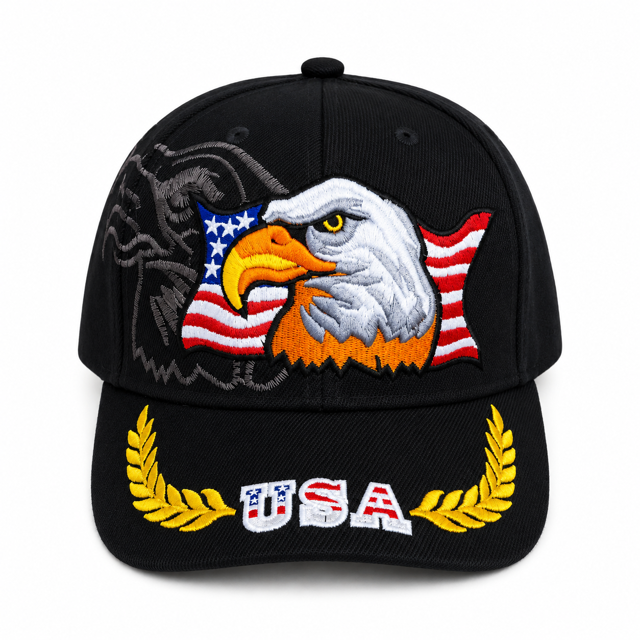 Embroidered USA Eagle Velcro Cap #E600USA Eagle Black