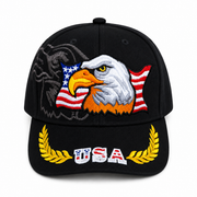 Embroidered USA Eagle Velcro Cap #E600USA Eagle Black
