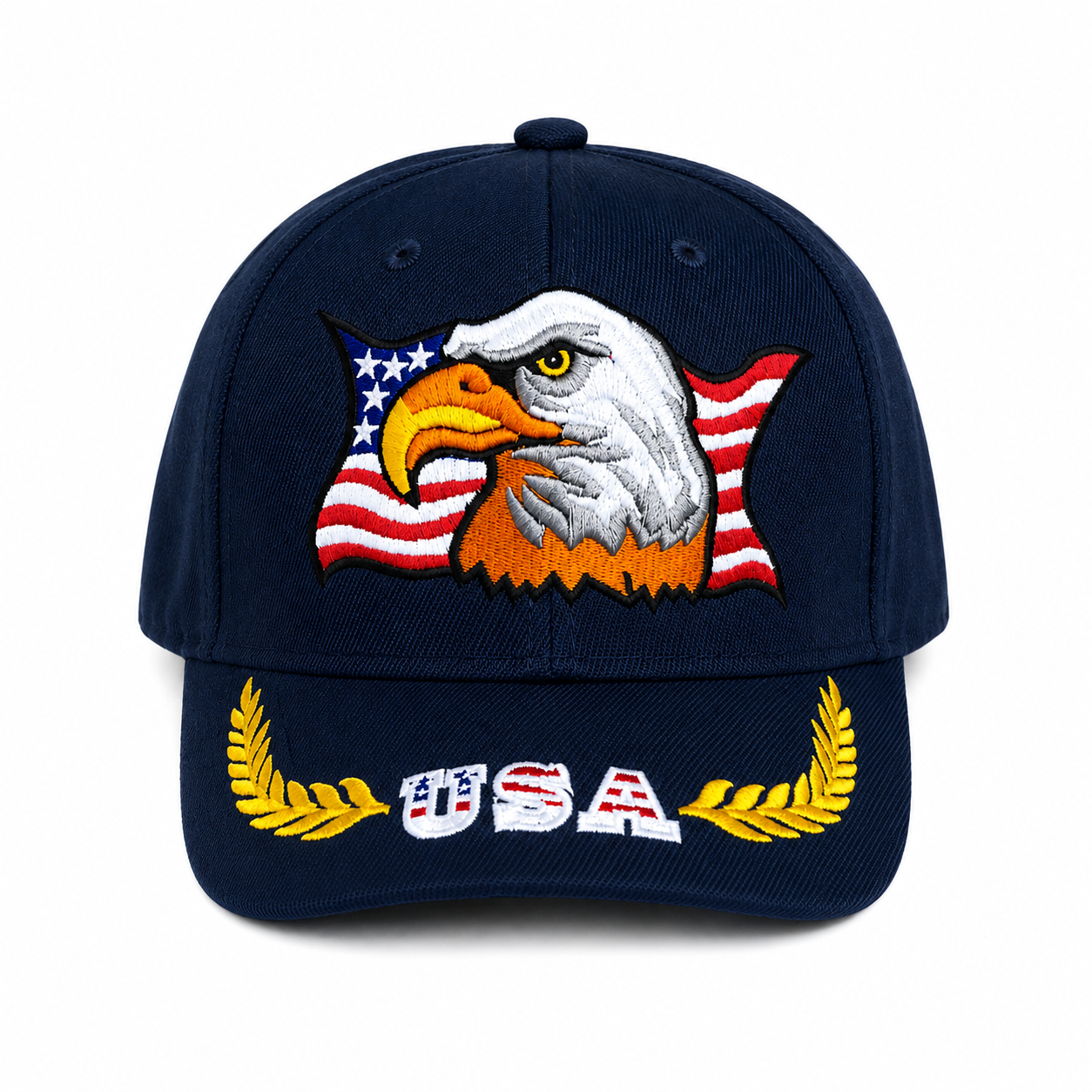 Embroidered USA Eagle Velcro Cap #E600USA Eagle Navy