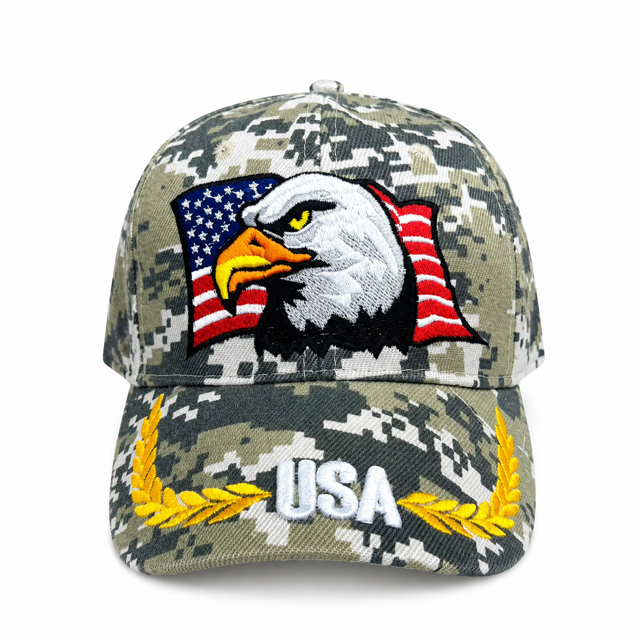 Embroidered USA Eagle Velcro Cap #E600USA Eagle USA Digital Camo