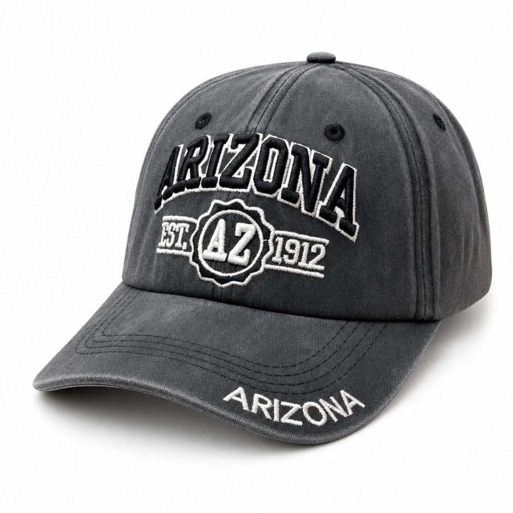 6 Panel Washed Dad Hat Embroidered Cap #EDW6004 in ARIZONA-BLACK-BLACK - Style EDW6004 | Pro Cap