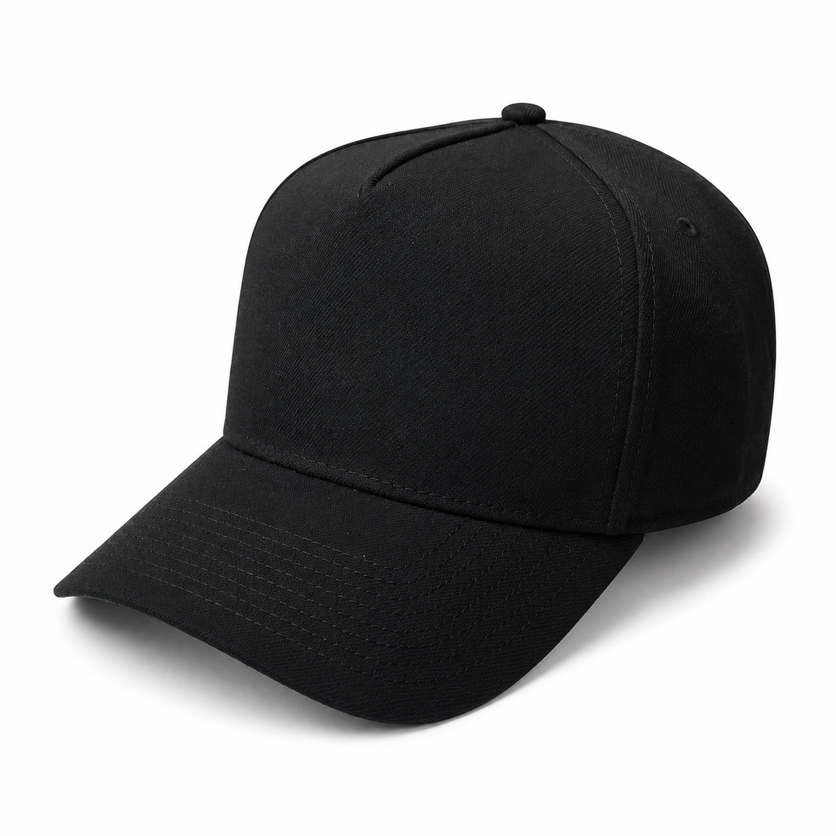 Black Academyfits H2020 5 panel curved bill premium plain adjustable snapback cap