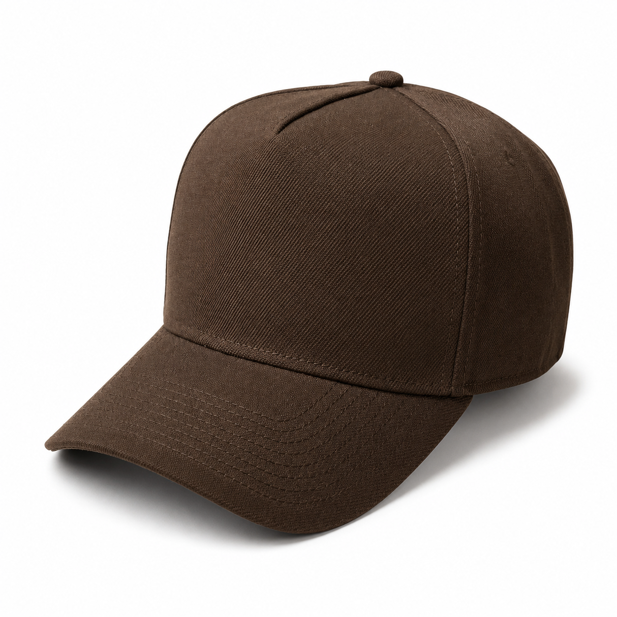 Brown Academyfits H2020 5 panel curved bill premium plain adjustable snapback cap