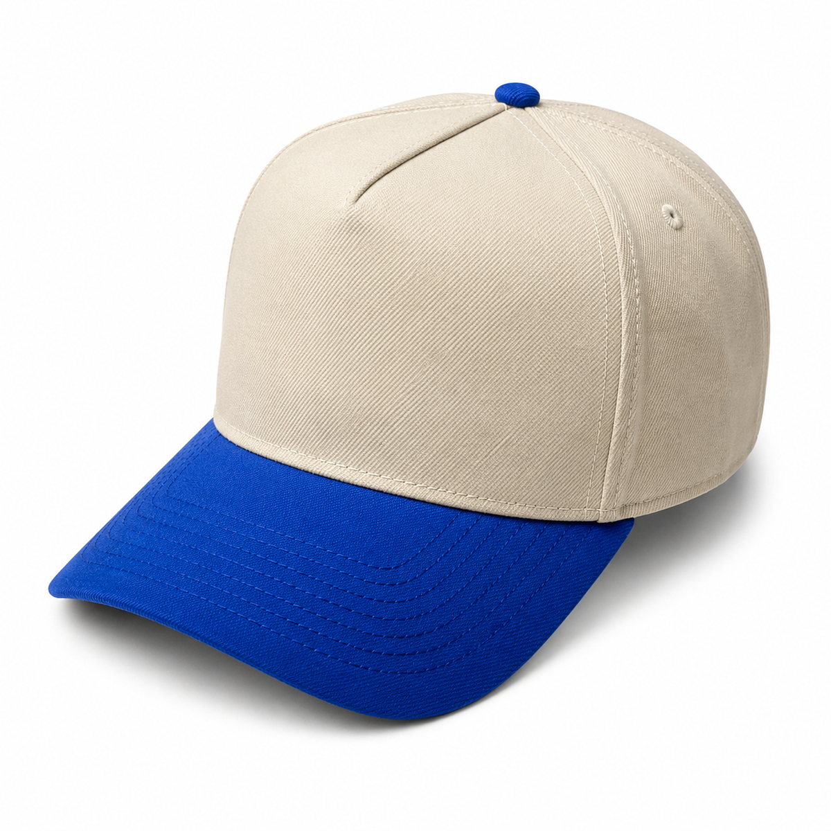 Cream / Royal Academyfits H2020 5 panel curved bill premium plain adjustable snapback cap