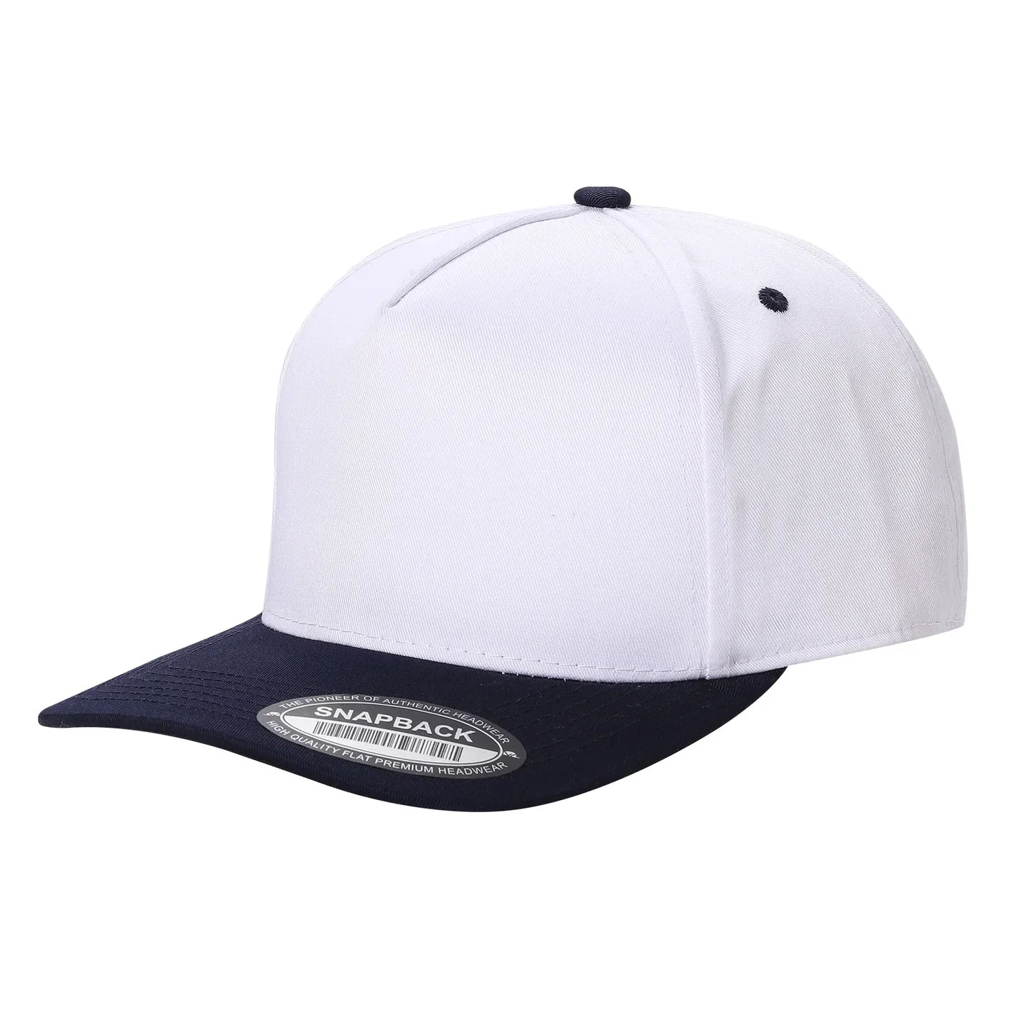 500 5 Panel Two-Tone Structured Snapback Cap White Navy Web